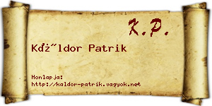 Káldor Patrik névjegykártya