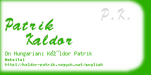 patrik kaldor business card